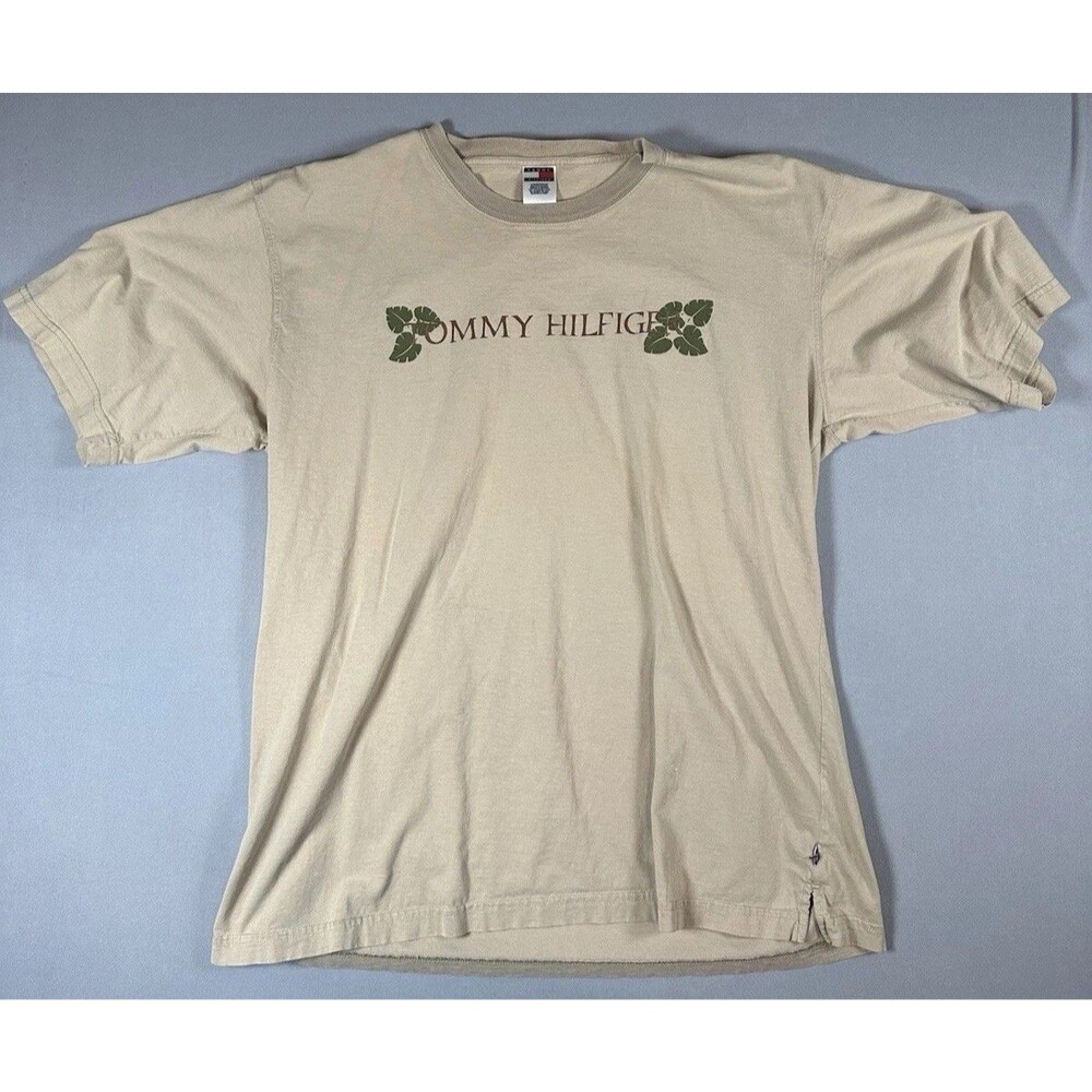 Vintage Tommy Hilfiger Tropical Leaf Logo Tee Large